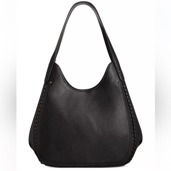 & Co Whip-Stitch faux-leather hobo shoulder bag purse handbag black tote - Picture 1 of 16